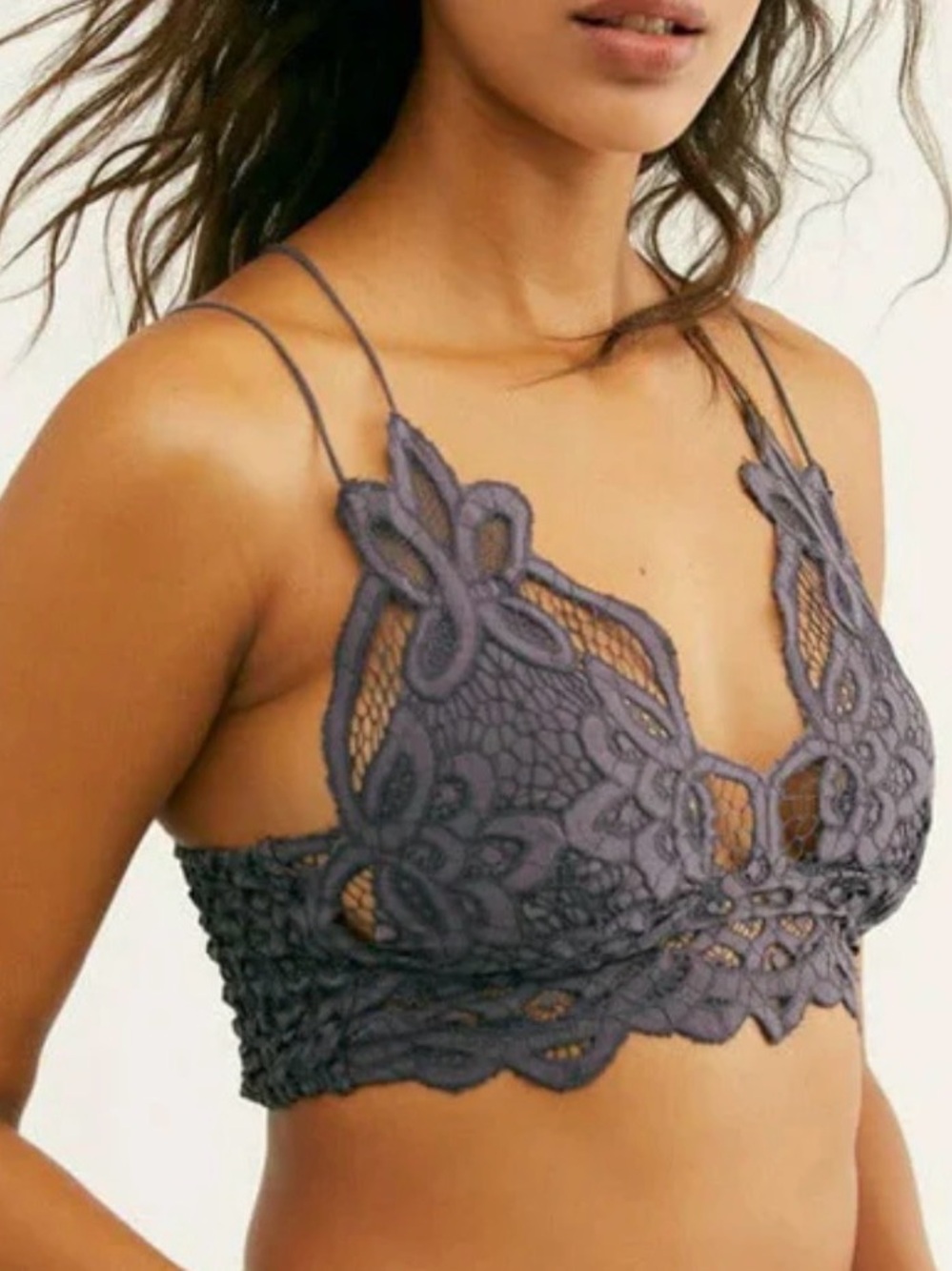 Free People Adella Bralette Charcoal Gray - Women's Intimates SZ L